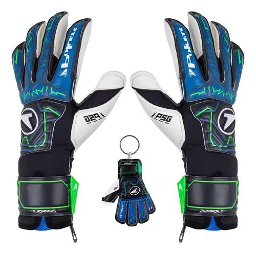 Luva De Goleiro Profissional Champion 9 Poker Cor Azul Tamanho 11