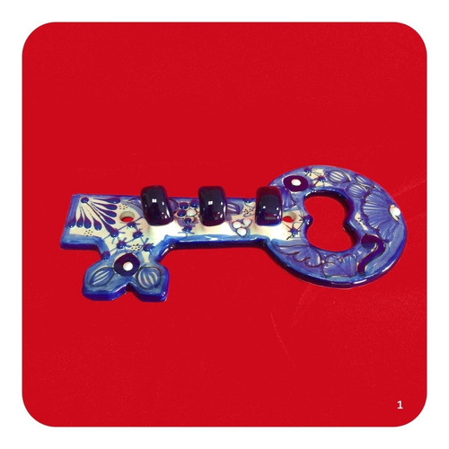 Imagen 9 de 9 de Porta Llaves De Talavera Poblana Azul 19x8 Cm Perchero