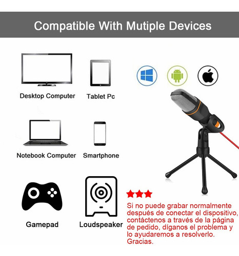 Micrófono Condensador Con Divisor De Audio Y Tripie Antislip