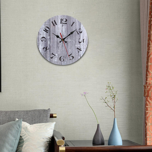 Relojes Colgantes Reloj De Pared De Madera Silencioso Gris
