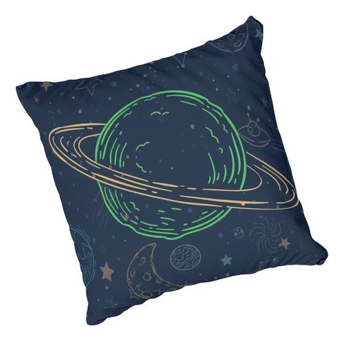 Kit Almofada Infantil Com Enchimento Decoração Quarto 40x40 Cor Colorido Desenho do tecido Planetas Saturno