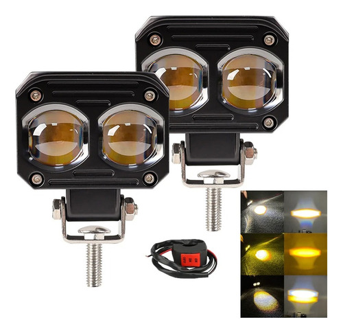 Par Faros Lupa Hi/lo Doble Color Estrobo Explorado Moto Auto