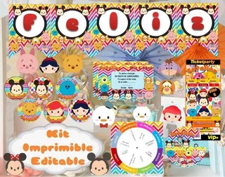 Kit Imprimible Tsum Tsum Princesas Disney Mickey Winnie S191