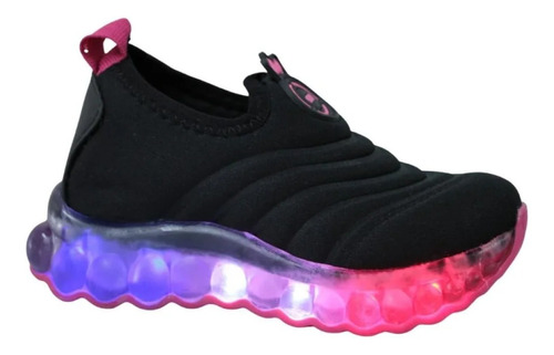 Tênis Infantil Lycra Luz Led Menina Botinho Light Em1201