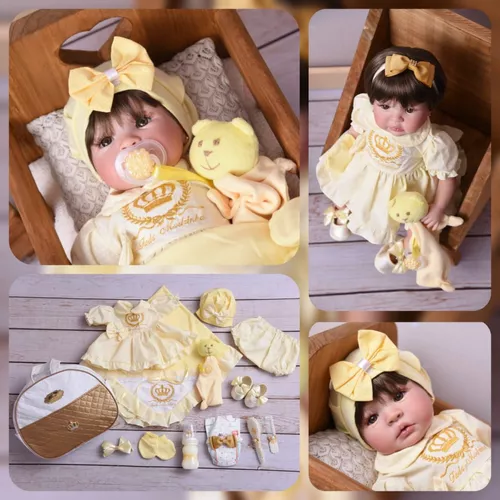 Roupa para Boneca Bebê Reborn Laura Baby Menino 590 - Azul/Amarelo