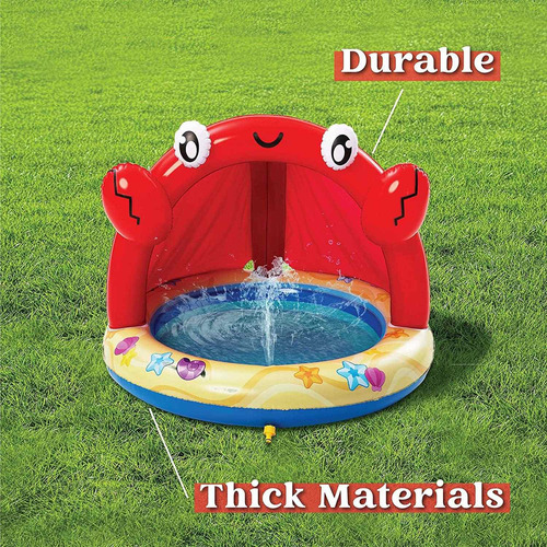 Sloosh Piscina Para Niños Con Dosel, Regadera Inflable De Ca