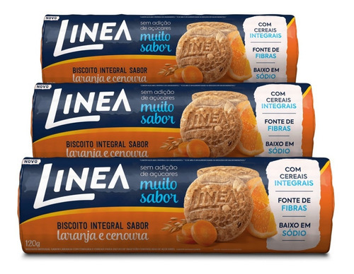 Biscoito Linea Integral Sem Açúcar Laranjacenoura 3 De 120g