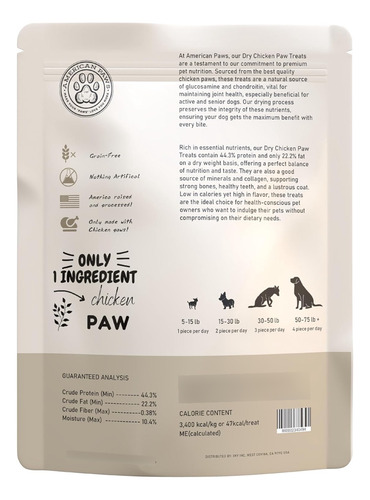 Patas De Pollo Para Perro Deshidratadas - American Paws