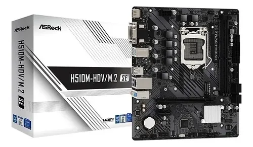 Scheda Madre H510M S2 LGA 1200 Per Intel 10ª E 11ª Gen, DDR4 3200MHz, PCIe 4.0, M.2, DVI, Per PC Gaming