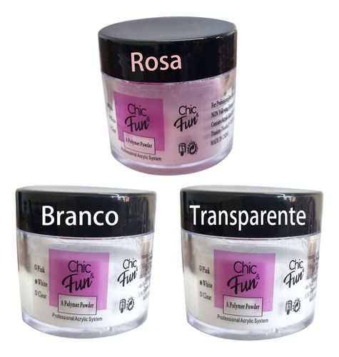 Kit 5un Pó Acrílico Coleção Construção Unhas Acrigel 28g