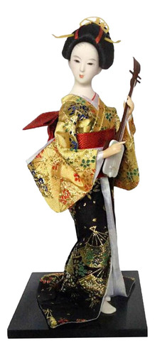 Muñeca Geisha Japonesa De 12  , Muñeca Oro Y Amarillo