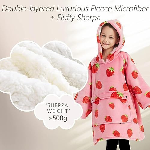 Kfubuo Manta Usable Con Capucha Para Niños Patrones Sherpa S