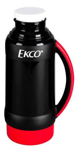 Termo De 1l. Ekco Polaris Ampolla De Vidrio Rojo Y Negro