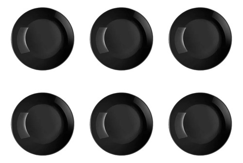 Set X 6 Platos Postre Vidrio Templado 19 Cm Luminarc Negro