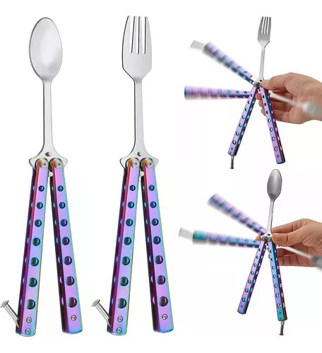 Set De 2 Tenedores Y Cucharas Con Forma De Mariposa, Diseño