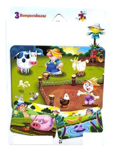 Rompecabezas Puzzle Pack X3 Infantil Colorear Bontus Tun