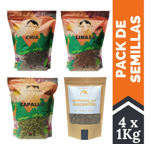 Pack Keto - Semillas Chia + Linaza + Zapallo + Maravilla