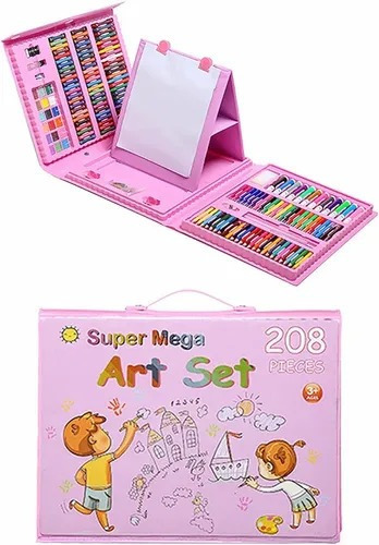 Set Arte Maleta X208 Piezas Caballete Crayon Didáctico Niños