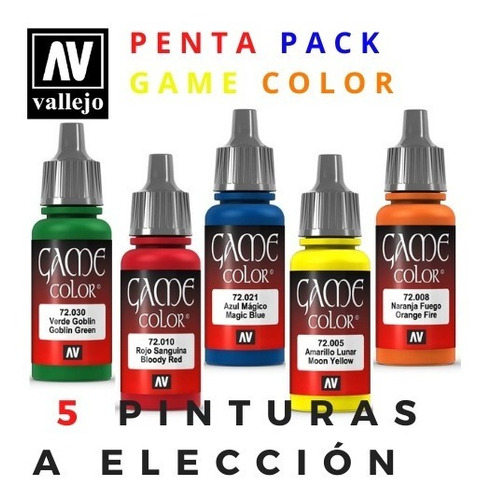 Acrílicos Vallejo Game Color - Penta Pack  (5 Unidades)