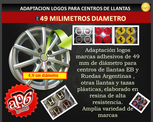 Tsw - Adaptacion Logos Para Centros De Llantas 49 Mm
