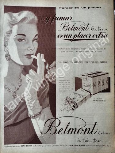 Cartel Publicitario Retro Cigarros Belmont Extra 1950s /4