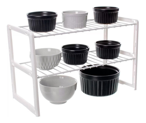 Organizador Rack Armário E Despensa De Cozinha 3 Níveis Cor Branco Metaltru