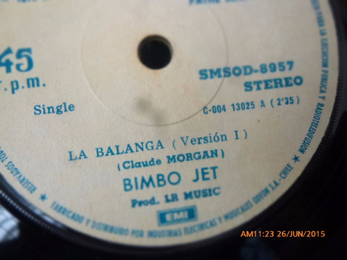 Vinilo Single De Bimbo Jet -- Balanga ( N120