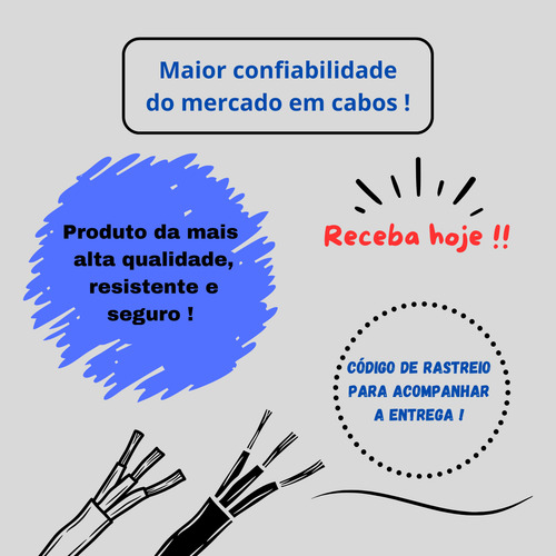 Fio Cabo Eletrico Pp 3x1,50 Rolo Com 100m Flexivel Preto..