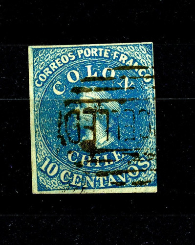 Sellos Postales De Chile. Primera Emisión, N° 2, Año 1853.