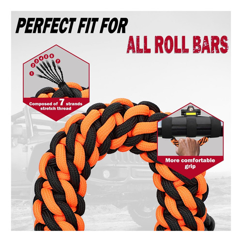 Moveland 2 X Roll Bar Mandle Con Agarre De Paracord Y Luz De