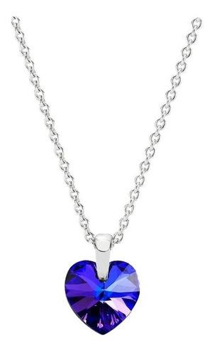 Regalo Para Mujer Collar Corazón Swarovski Cristal Morado