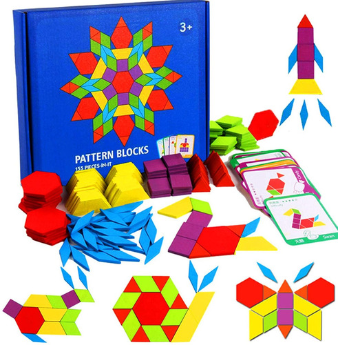 Kit Matematico Base Montessori Figuras Madera Patrones