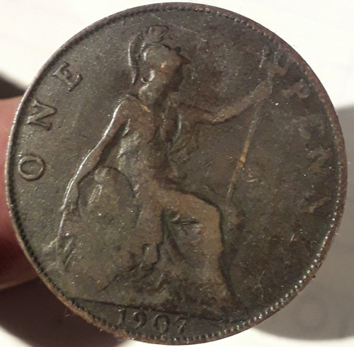 1 Penique One Penny Cobre Moneda Inglaterra 1907