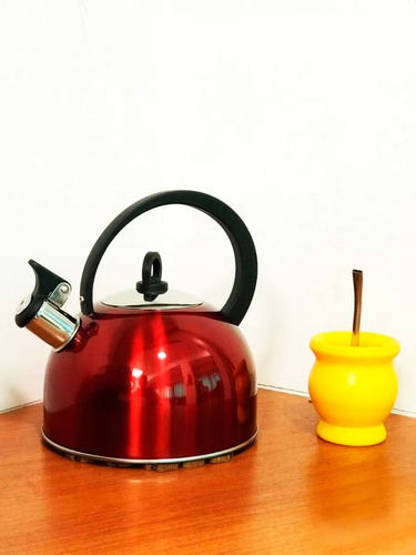 Pava Silbadora De Acero Inoxidable rojo 2,5 Litros crystal rock