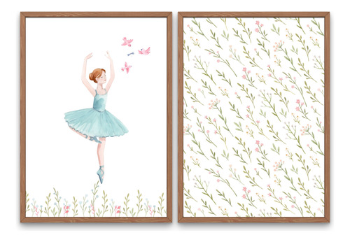 Laminas Imprimibles Infantil X2 Floral Ballet Bailarina Deco
