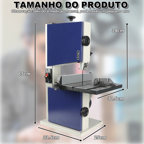 Serra Fita De Bancada Para Madeira 8pol 300x300mm 450w 220v