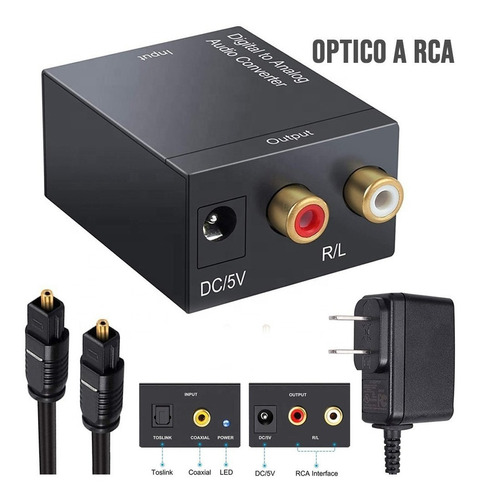 Convertidor Audio Optico Digital Toslink A Analogico Rca 