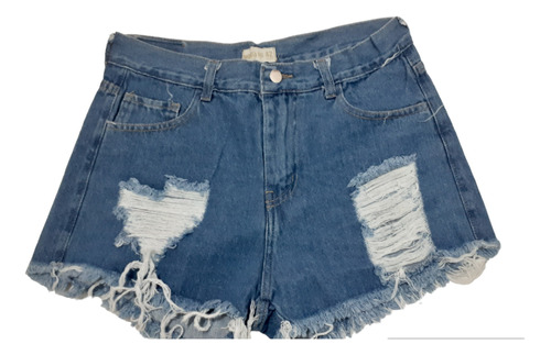 Short De Jean Duro Con Roturas Calce Perfecto 