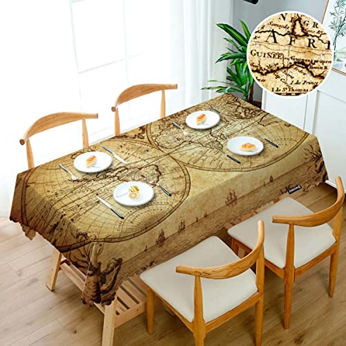 Mantel Rectangular Vintage Con Mapa Del Mundo 132 X 178 Cm