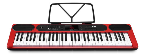 Teclado De Piano De 61 Teclas Portátil Con Luces Y Pantalla Rojo