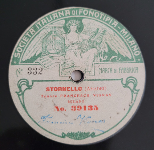Francesco Vignas Disco Pasta Fonotipia 39134 / 39135 461 (Usado)