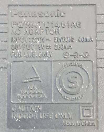 Transformador Fuente Panasonic Pqwatc1461ag 9v 200ma -12 Zwt (Usado)