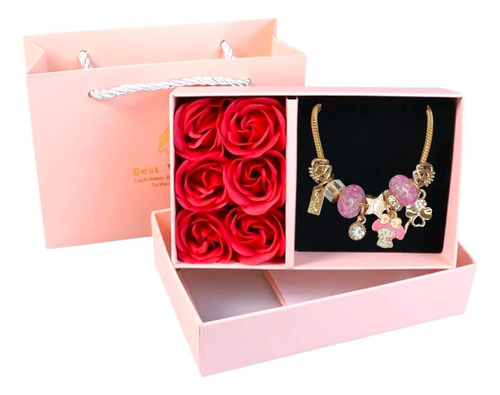 Flores Rosas Eternas Regalo Joyero Para Ella Pulsera Reloj 