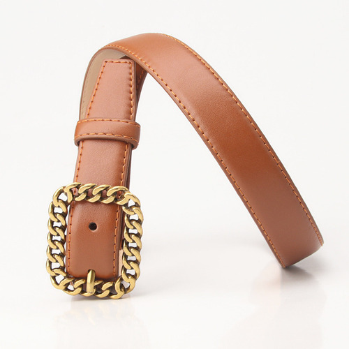 Cinturón De Cuero Para Mujer Con Hebilla Ajustable A La Moda