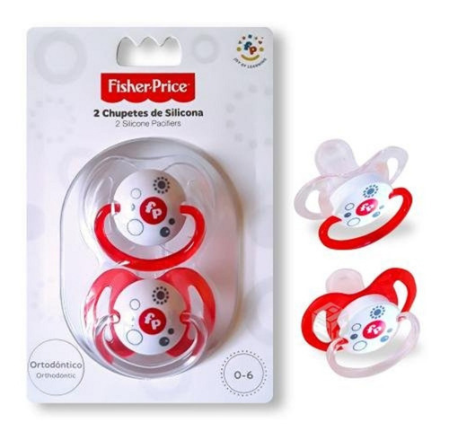 Chupete Ortodontico Fisher Price 0-6 Meses Silicona Pack 2 