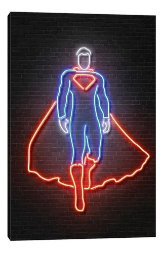 Letrero Led Neon Superman Figura Comic Alto60cm Luminoso
