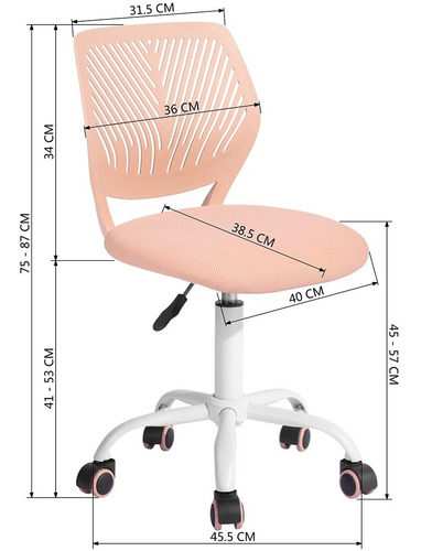 Silla De Oficina Moderna Con Altura Ajustable, Rosa Clavel