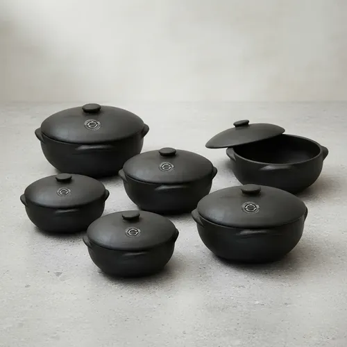 Kit 5 Panelas De Barro Moqueca / Peixe / Cozinha / Arroz Preto