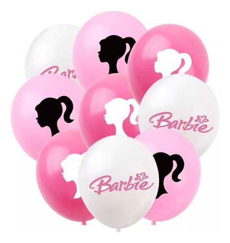 Set 12 Globos Látex Personaje Barbie Fiestas Y Cumpleaños