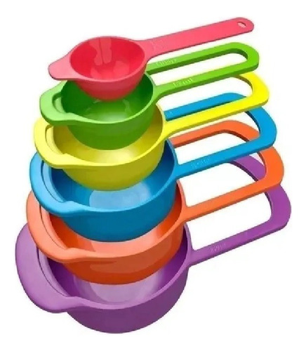 Set Tazas Cucharas Medidoras 6 Piezas Para Repostería Cocina